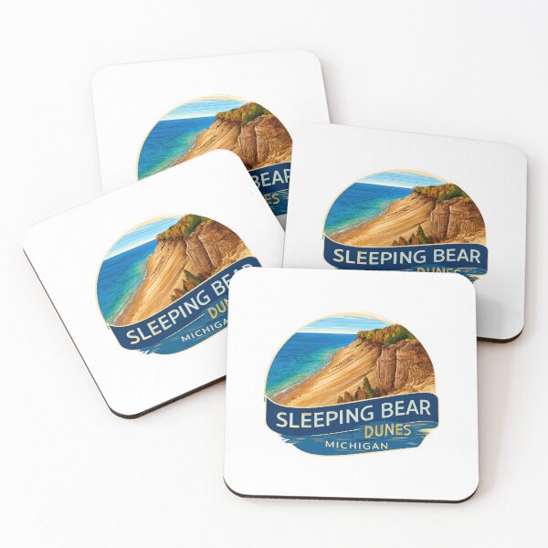 Item preview, Sleeping Bear Dunes Michigan Vintage Travel Patch - Great Lakes National Lakeshore Autumn   Landscape Retro Sticker designed and sold by Blurbean.