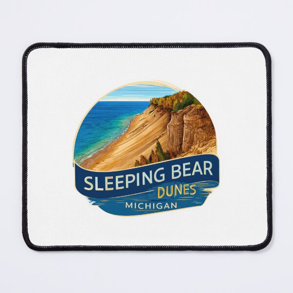 Item preview, Sleeping Bear Dunes Michigan Vintage Travel Patch - Great Lakes National Lakeshore Autumn Landscape Retro Sticker designed and sold by Blurbean.