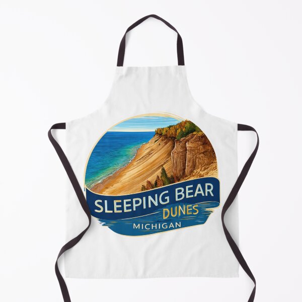 Item preview, Sleeping Bear Dunes Michigan Vintage Travel Patch - Great Lakes National Lakeshore Autumn Landscape Retro Sticker designed and sold by Blurbean.