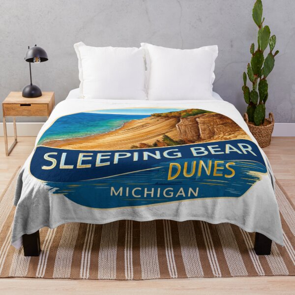 Item preview, Sleeping Bear Dunes Michigan Vintage Travel Patch - Great Lakes National Lakeshore Autumn Landscape Retro Sticker designed and sold by Blurbean.