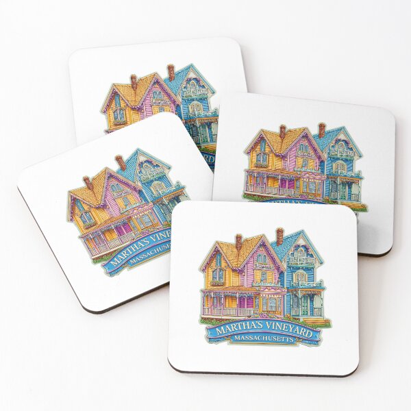 Item preview, Martha's Vineyard Victorian Cottages Vintage Travel Sticker - Colorful Gingerbread Houses   Massachusetts Island Design designed and sold by Blurbean.