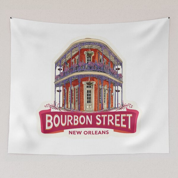 Item preview, Bourbon Street New Orleans Vintage Travel Sticker - French Quarter Architecture Cast Iron   Balconies Louisiana Design designed and sold by Blurbean.