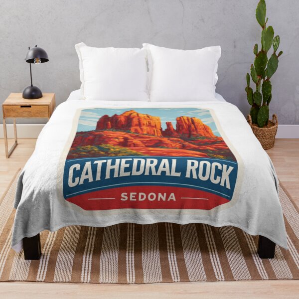 Item preview, Cathedral Rock Sedona Arizona Vintage Travel Badge - Red Rock Formation Desert Southwest   Spiritual Landscape Sticker designed and sold by Blurbean.