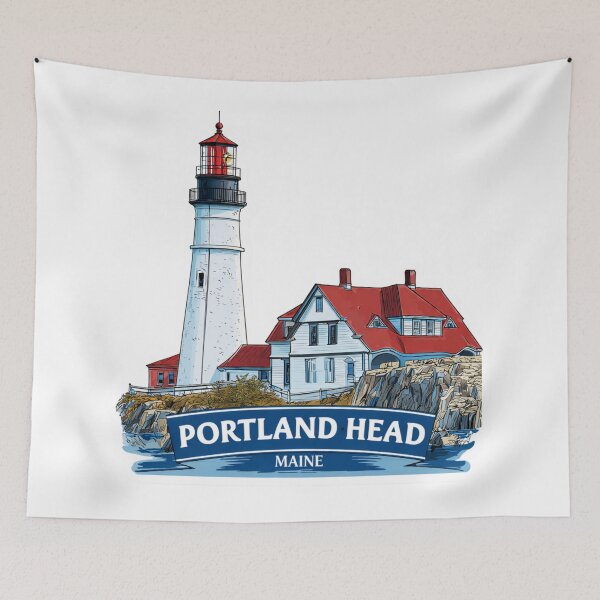 Item preview, Portland Head Light Maine Vintage Travel Sticker - Historic Lighthouse Rocky Coast Cape   Elizabeth Maritime Beacon designed and sold by Blurbean.