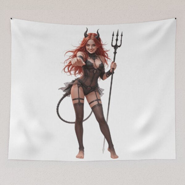 Item preview, Sexy Succubus Demon Girl Redhead Lingerie Design - Hot Fantasy Pinup Graphic designed and sold by JonathanP514.
