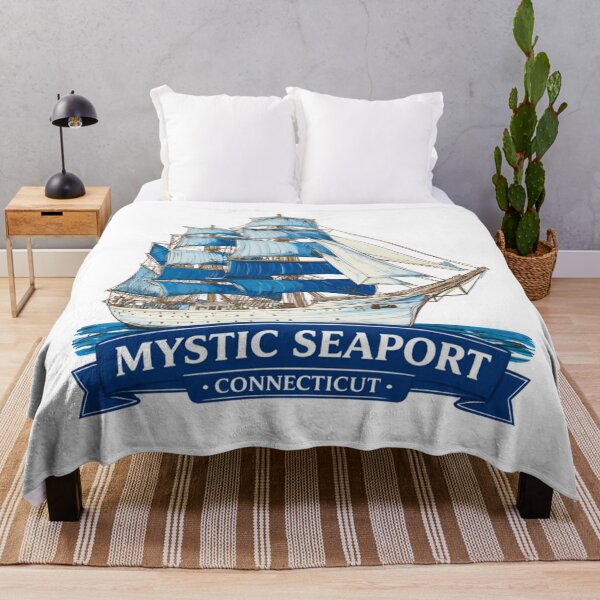Item preview, Mystic Seaport Connecticut Blue Sails Vintage Badge - Historic Tall Ship Maritime Museum New England Sailing Heritage designed and sold by Blurbean.