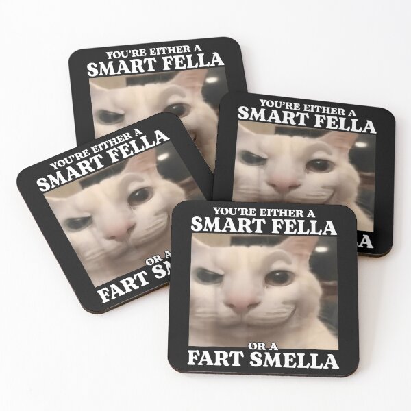 Item preview, You're Either a Smart Fella or a Fart Smella Funny Cat Meme T-Shirt designed and sold by VillociShop.