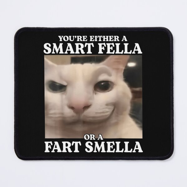 Item preview, You're Either a Smart Fella or a Fart Smella Funny Cat Meme T-Shirt designed and sold by VillociShop.