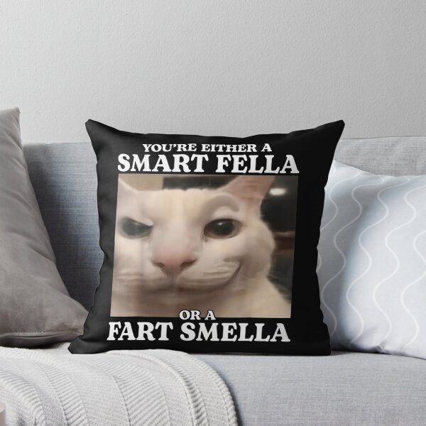 Item preview, You're Either a Smart Fella or a Fart Smella Funny Cat Meme T-Shirt designed and sold by VillociShop.