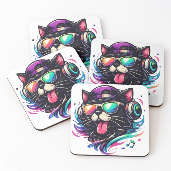 Item preview, Cool DJ Cat with Headphones – Colorful Music Vibes Illustration designed and sold by myforestfog.
