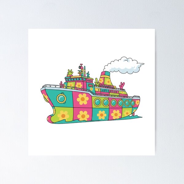Item preview, Colorful Psychedelic Flower Boat Illustration designed and sold by octozap.