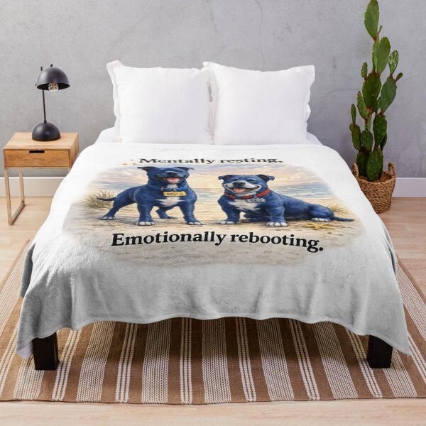 Item preview, Mentally Resting Blue Staffy Dogs Beach Illustration designed and sold by TheNyneShop.