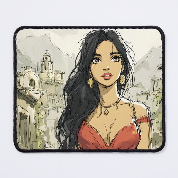 Item preview, Elegant Woman in Vibrant Red Dress in Cityscape designed and sold by Artessie.