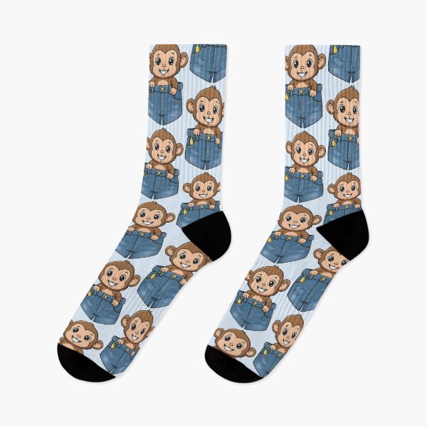 Item preview, Cute Baby Monkey in Blue Denim Jeans Pocket designed and sold by dreephic22.