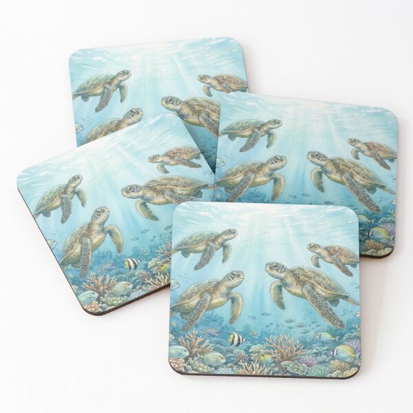 Item preview, Sea Turtles Over Reef Scene designed and sold by Nice Vibes Prints.