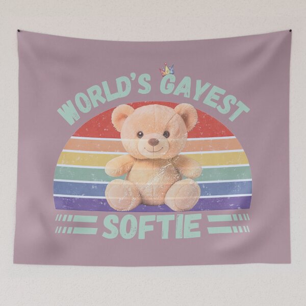 Item preview, World’s Gayest Softie For Proud Queer People In Grey Pink designed and sold by Rainbow-Nation.