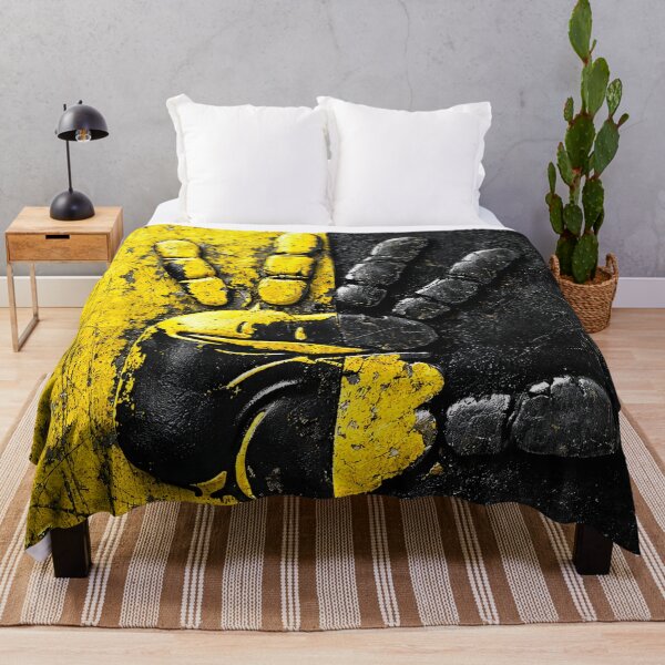 Item preview, Grunge Yellow Black Peace Handprint designed and sold by Kaleidoscope Print.