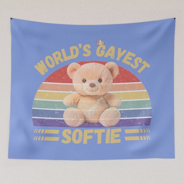 Item preview, World’s Gayest Softie Rainbow Bear In Blue designed and sold by Rainbow-Nation.