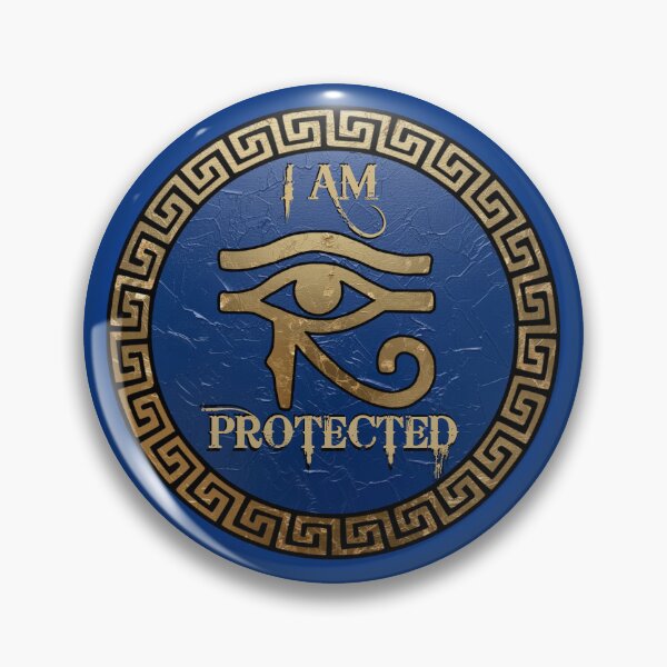 Item preview, Eye of Horus Gold & Blue – "I Am Protected" – Ancient Egyptian Amulet designed and sold by Italian Ink Studio.