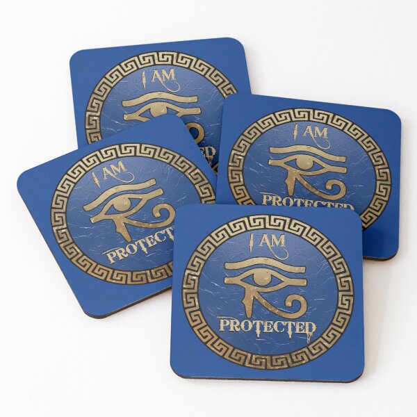 Item preview, Eye of Horus Gold & Blue – "I Am Protected" – Ancient Egyptian Amulet designed and sold by Italian Ink Studio.