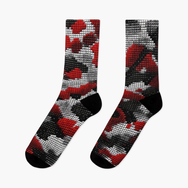 Item preview, Red Black White Pixel Camo Pattern designed and sold by Kaleidoscope Print.
