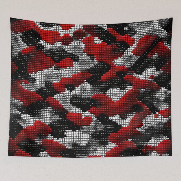 Item preview, Red Black White Pixel Camo Pattern designed and sold by Kaleidoscope Print.