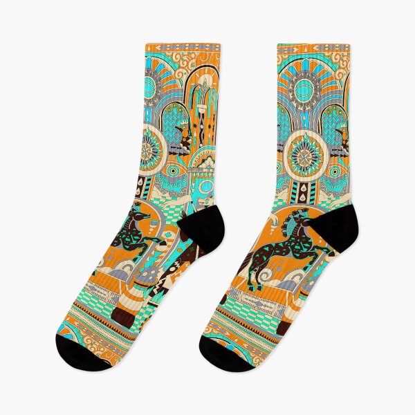 Item preview, Mythic Horse Temple – Psychedelic Art Deco Fantasy Illustration designed and sold by ANIARTONLINE.