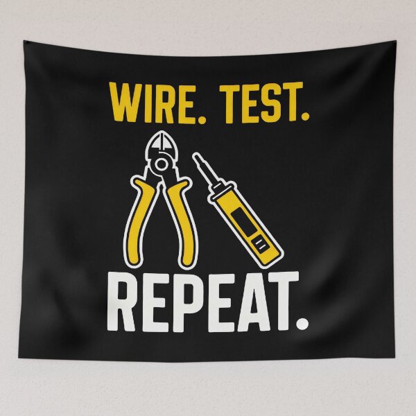 Item preview, Yellow Wire Test Repeat Electrician Graphic designed and sold by SplashTastic.