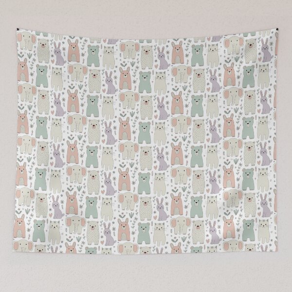 Item preview, Cute Pastel Woodland Animals Nursery Pattern designed and sold by Happy'CLICK'.