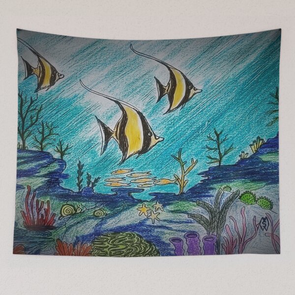 Item preview, Moorish idols in the coral reef designed and sold by Matt Starr Fine Art .