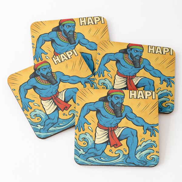 Item preview, Hapi, Egyptian god of inundation, male, wearing the false beard, blue skin | Comics stylCartoone -  designed and sold by ComicsFactory.