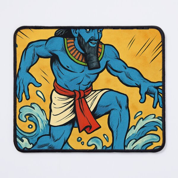 Item preview, Hapi, Egyptian god of inundation, male, wearing the false beard, blue skin | Comics stylCartoone - designed and sold by ComicsFactory.