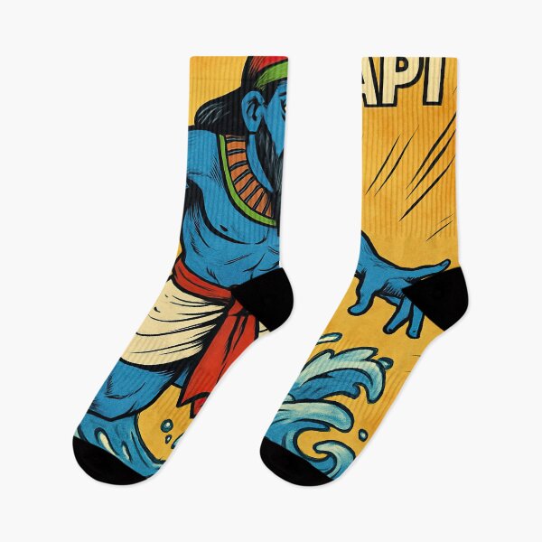 Item preview, Hapi, Egyptian god of inundation, male, wearing the false beard, blue skin | Comics stylCartoone -  designed and sold by ComicsFactory.