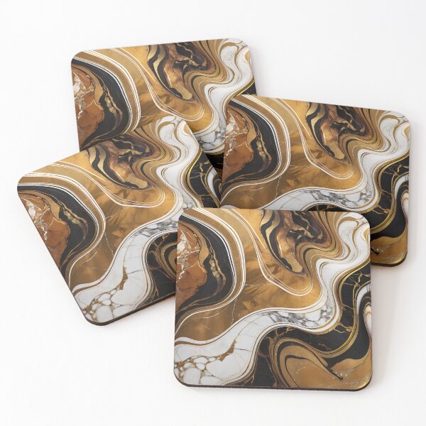Item preview, Artistic Marble Waves in Gold and Black Tones. designed and sold by MissYouONLY.