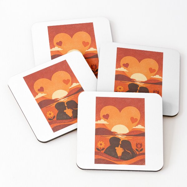 Item preview, Retro Love Sunset Silhouette designed and sold by ONEZEROART.