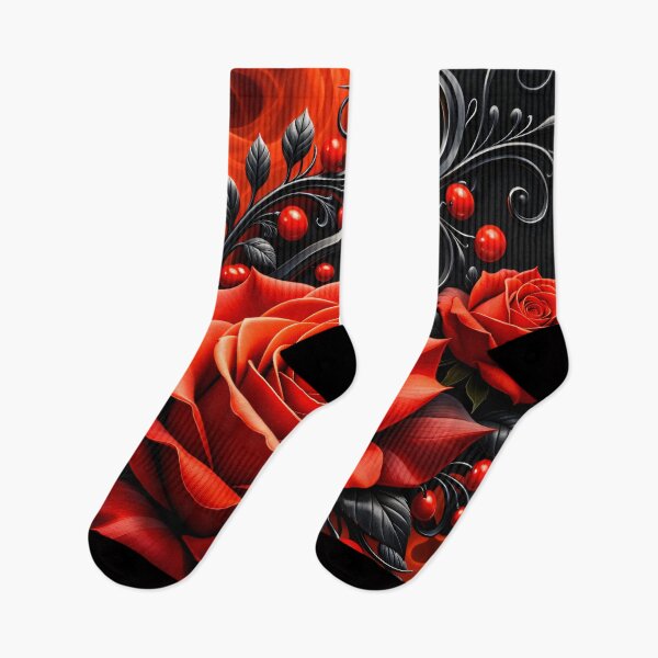 Item preview, Gothic Red Rose Flame Ornate Floral designed and sold by Kaleidoscope Print.