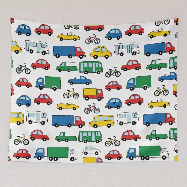 Item preview, Colorful Vehicles Pattern designed and sold by Nice Vibes Prints.