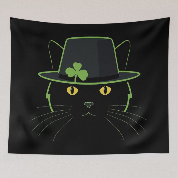 Item preview, Cat with Green Hat and Shamrock – Minimalist Irish Style designed and sold by NaturEdeN.