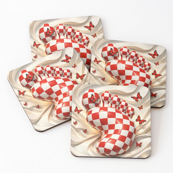 Item preview, Red White Checker Footprint Butterfly designed and sold by Kaleidoscope Print.