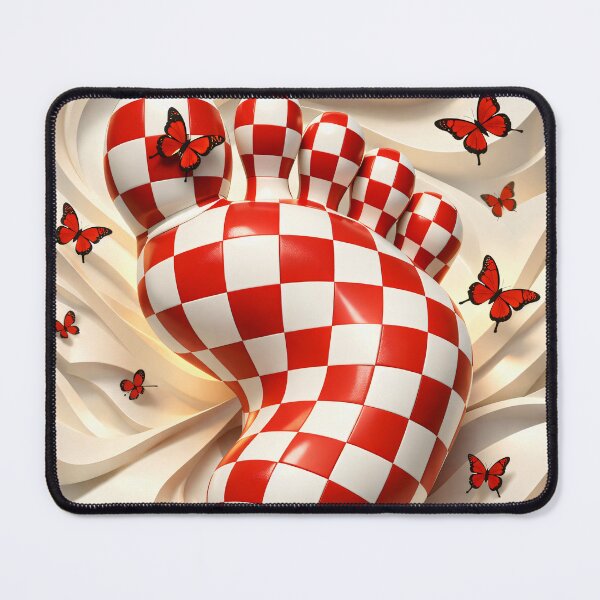 Item preview, Red White Checker Footprint Butterfly designed and sold by Kaleidoscope Print.