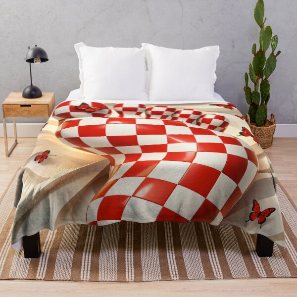 Item preview, Red White Checker Footprint Butterfly designed and sold by Kaleidoscope Print.