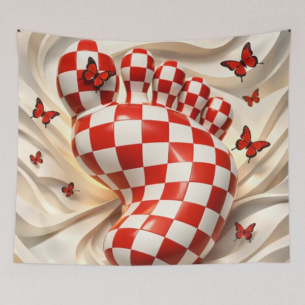 Item preview, Red White Checker Footprint Butterfly designed and sold by Kaleidoscope Print.