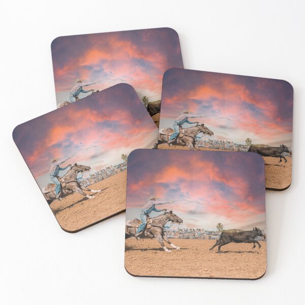 Item preview, Cowboy throwing a lasso under the evening sky designed and sold by Mauswohn.