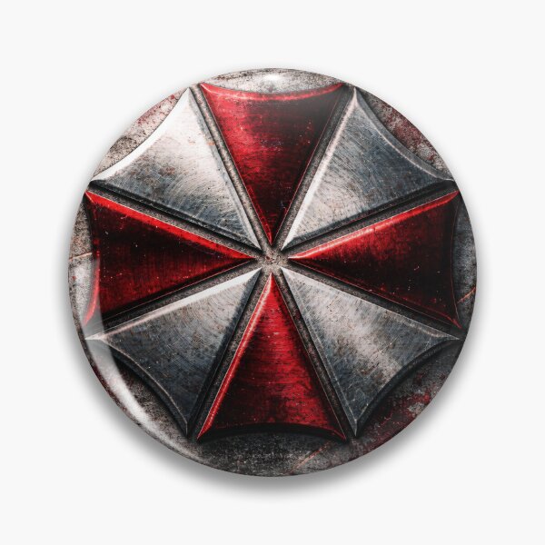 Item preview, Red White Umbrella Metal Emblem designed and sold by Kaleidoscope Print.