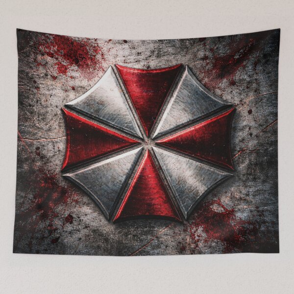 Item preview, Red White Umbrella Metal Emblem designed and sold by Kaleidoscope Print.