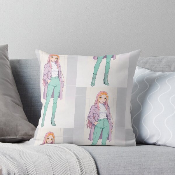 Aperçu de l'œuvre Anime moderne et pastel confiant - Pose en trench-coat tendance, couleur n°1 créée et vendue par KMChronicles.