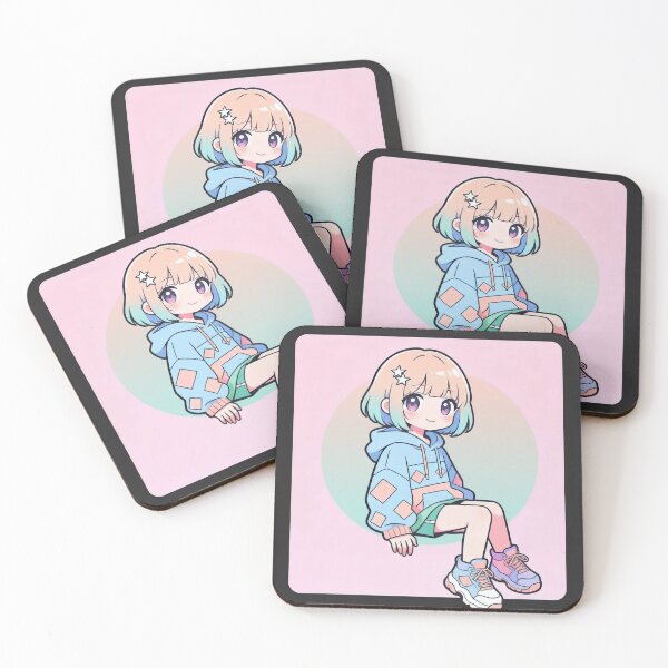 Item preview, Copy of Adorable Pastel Kawaii Anime - Trendy Oversized Eyes Pose #2 colour designed and sold by KMChronicles.