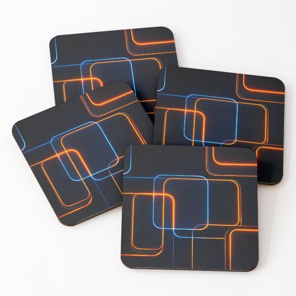 Item preview, Neon Blue Orange Rounded Squares designed and sold by Kaleidoscope Print.