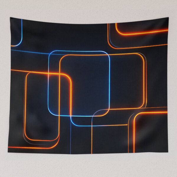 Item preview, Neon Blue Orange Rounded Squares designed and sold by Kaleidoscope Print.