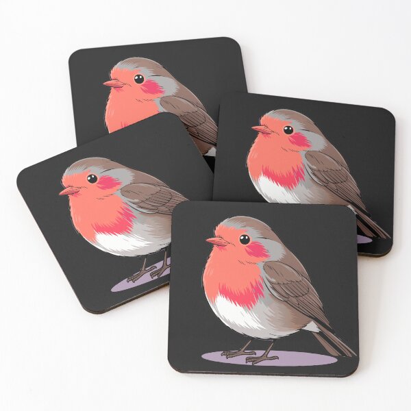 Aperçu de l'œuvre Illustration d'un adorable rouge-gorge – Art minimaliste d'oiseau des bois sur fond noir créée et vendue par Royalsticker.